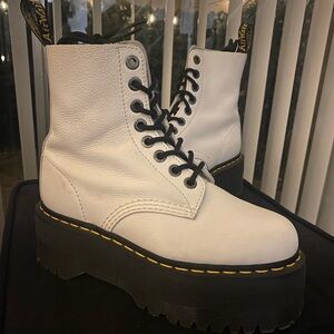 Dr. Martens Women's White Lace Up Platform Boots